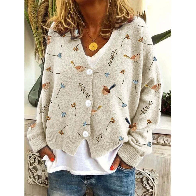 Christmas Abstract Printing Casual Cloak Coat Cardigan Sweater