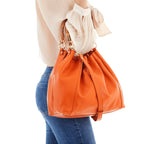 Bamboo Handle leather Shopping Bag