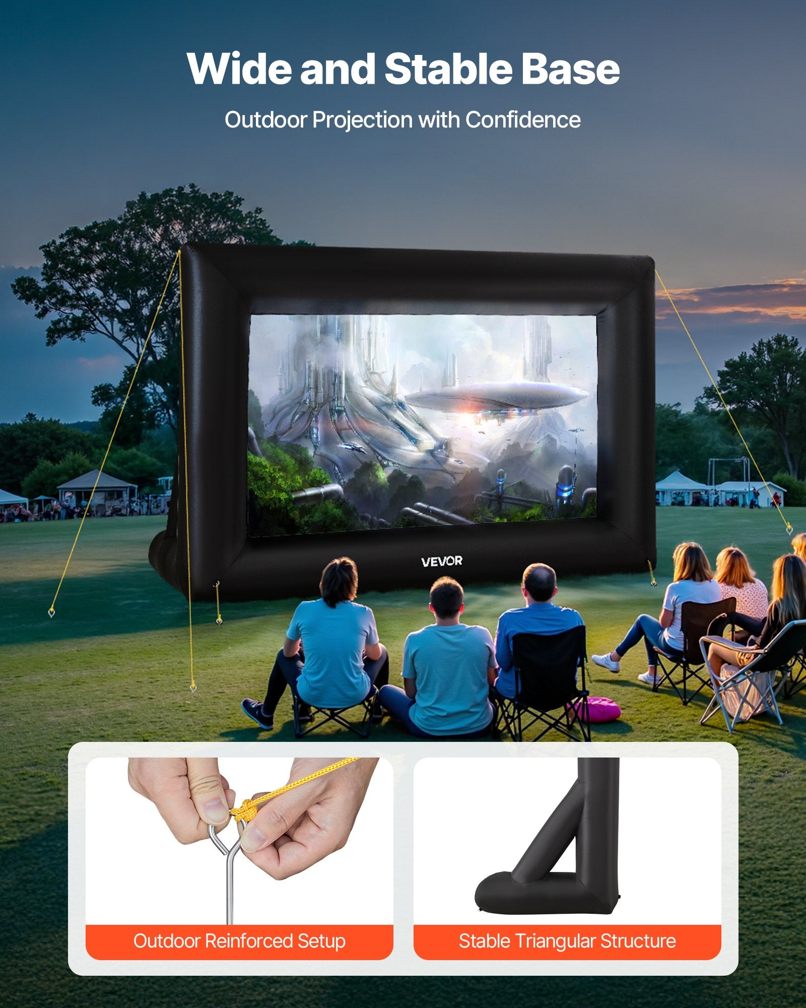 14FT Inflatable Projector Screen, Inflatable Movie Screen Outdoor With 120W Air Blower Projector Screen Oxford Fabric Material Blow Up Screen For Outdoor Backyard, Home Theater, Theme Party