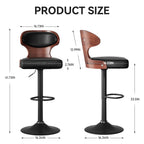PU Leather Bar Stools Set of 2, 360° Swivel with L-Shaped Backrest – Mid-Century Counter Height Stool, 265lbs Capacity, X-Brace Support & Retro Design for Kitchen, Home Bar