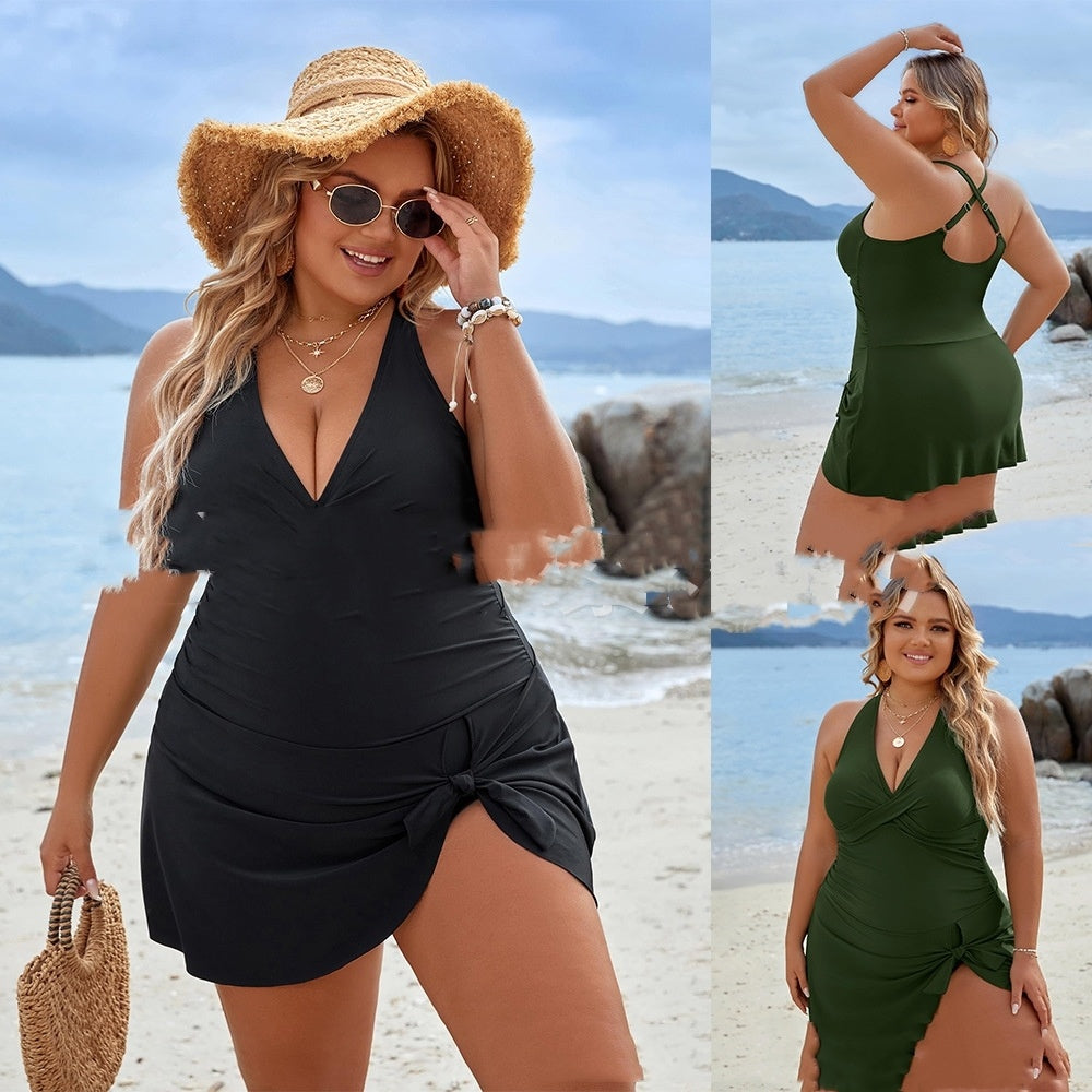 Plus Size Woman Skirt One-piece Swimsuit