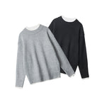 Fake Two Pieces Sweaters Autumn And Winter Trends Loose Round Neck