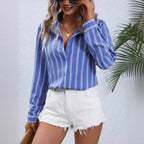 Commute Style Fashion Striped Loose Long Sleeve Shirt