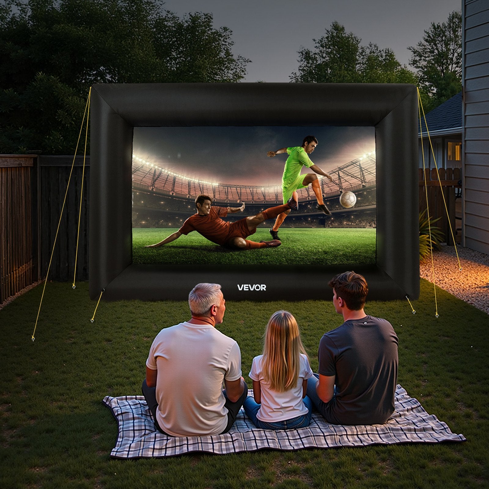 14FT Inflatable Projector Screen, Inflatable Movie Screen Outdoor With 120W Air Blower Projector Screen Oxford Fabric Material Blow Up Screen For Outdoor Backyard, Home Theater, Theme Party