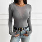Women's Y2g Stitching Solid Color Long-sleeved T-shirt Top