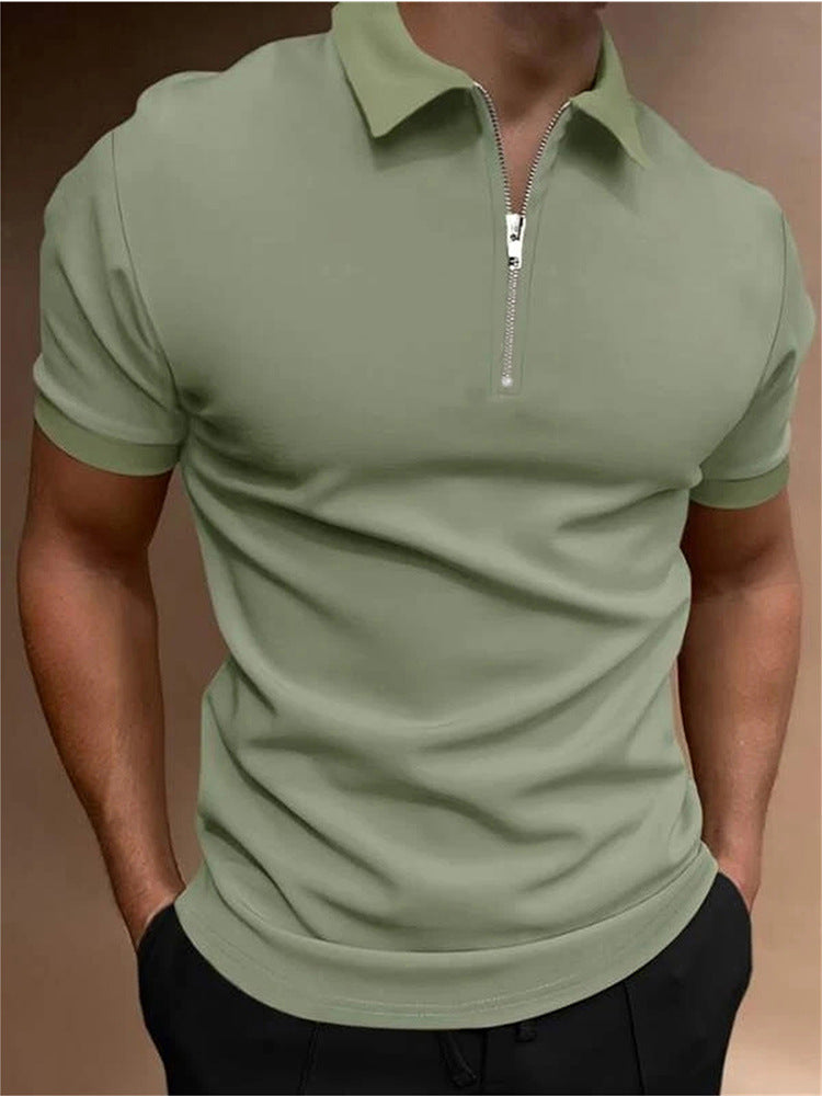 Men's Polo Shirt Solid Color Polo Collar T-shirt Casual Fit Top Men's Clothing