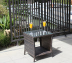 Outdoor Patio Furniture 1 Coffee Table With Clear Tempered Glass