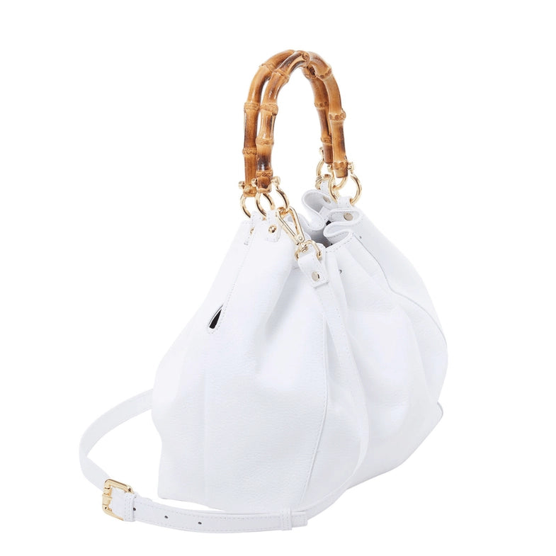 Bamboo Handle leather Shopping Bag