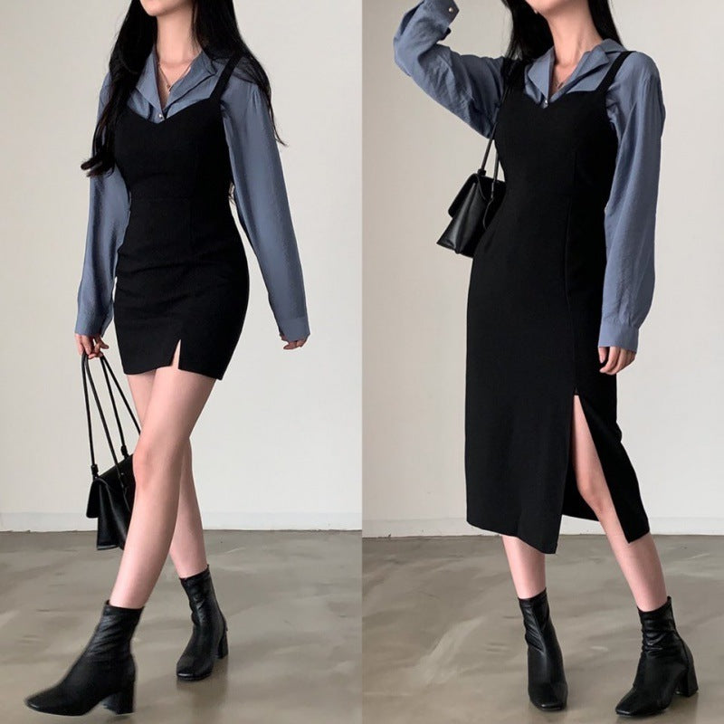 Early Autumn Retro Elegant Suit Collar Double Pocket Metal Breasted Loose Long Sleeve Shirt