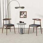 CHAIR  Set Of 2 Set of 2 Mid-Century Dining Chairs with Cushioned Seats, Upholstered in charcoal Fabric