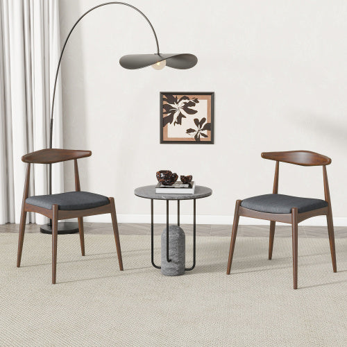 CHAIR  Set Of 2 Set of 2 Mid-Century Dining Chairs with Cushioned Seats, Upholstered in charcoal Fabric
