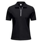 Mens Loose Corduroy Half-Zip Polo Short-Sleeve T-Shirt