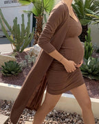 Ribbed Knit Maternity Dress Set
