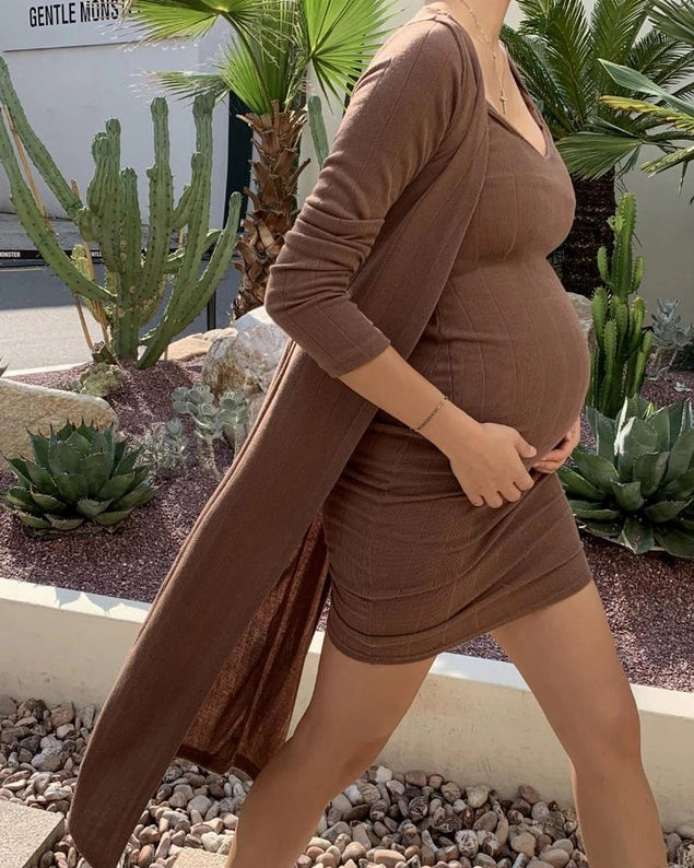 Ribbed Knit Maternity Dress Set