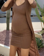 Ribbed Knit Maternity Dress Set