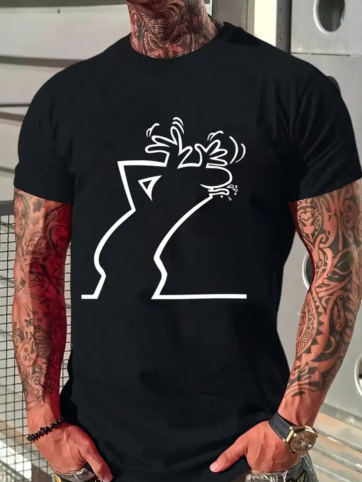 Men's Creative Tops, Casual Short Sleeved Round Neck T-shirts, Summer Outdoor Men's Clothing