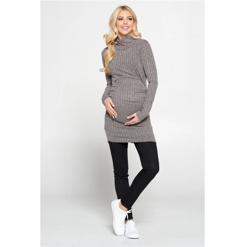 Side Ruched Breastfeeding Turtleneck Top