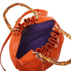 Bamboo Handle leather Shopping Bag