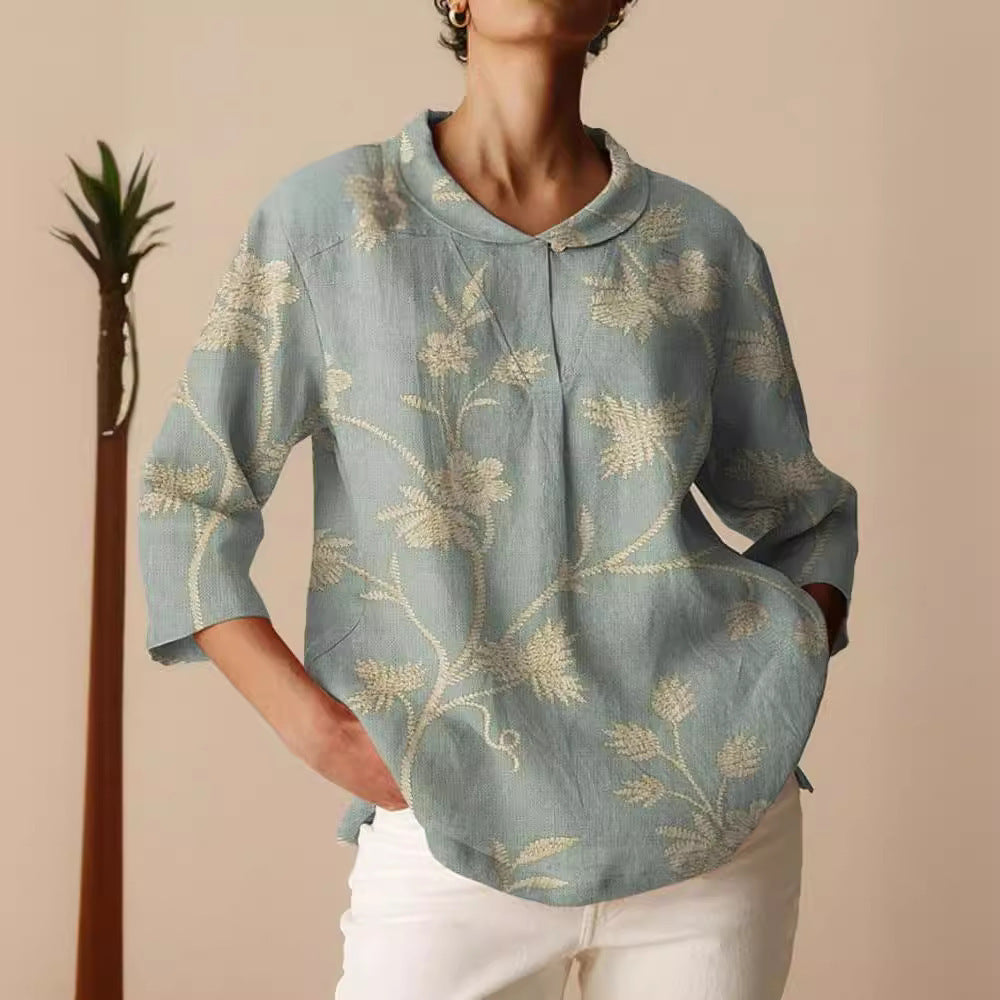 New Plus Size Women's Clothing Vintage Floral Floral T-shirt Shirt
