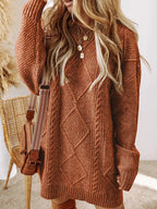 Ldc Cable Knit Drop Shoulder Loose Fit Sweater Dress