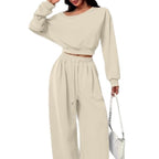 Women's Fashion Slim-fit Off-the-shoulder Navel Solid Color Casual Pants Suit