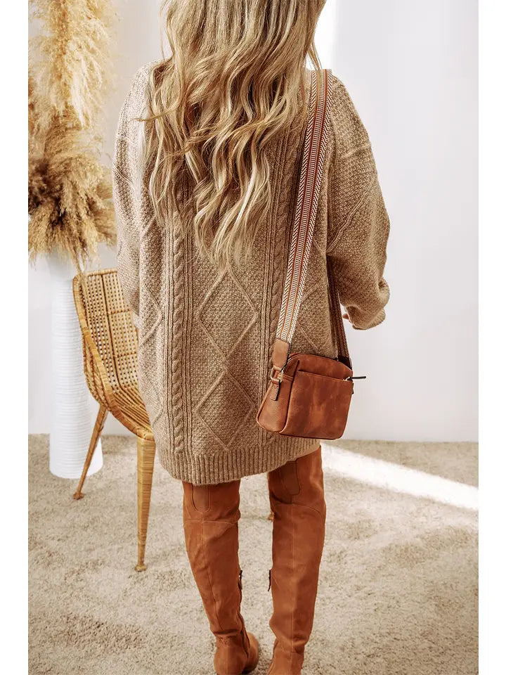 Ldc Cable Knit Drop Shoulder Loose Fit Sweater Dress