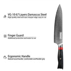 Qulajoy VG10 Chef Knife, 67-Layers Japanese Damascus Knife, 8 Inch Kitchen Knife With Ergonomic Handle, Razor Slicing Knife For Meat, Vegetable