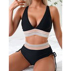 Women's High Waisted Bikini Sets Two Piece Tummy Control Swimsuit Color Block Bathing Suits