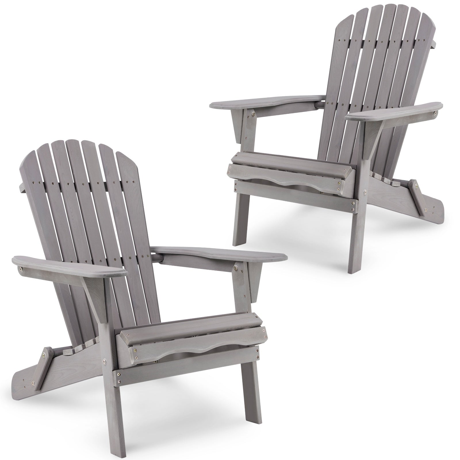Outdoor Wooden Folding Adirondack Chair Set Of 2 - Solid Cedar Wood