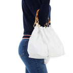 Bamboo Handle leather Shopping Bag