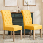 Habit Solid Wood Tufted Parsons Dining Chair, Set Of 2, Yellow