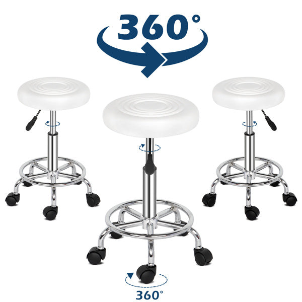 White Technician Bench With Circular Patterned Cushion