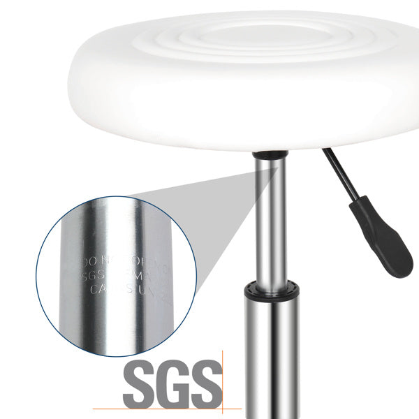 White Technician Bench With Circular Patterned Cushion