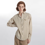 European And American Striped Shirt Women's Autumn Winter Retro Fashion