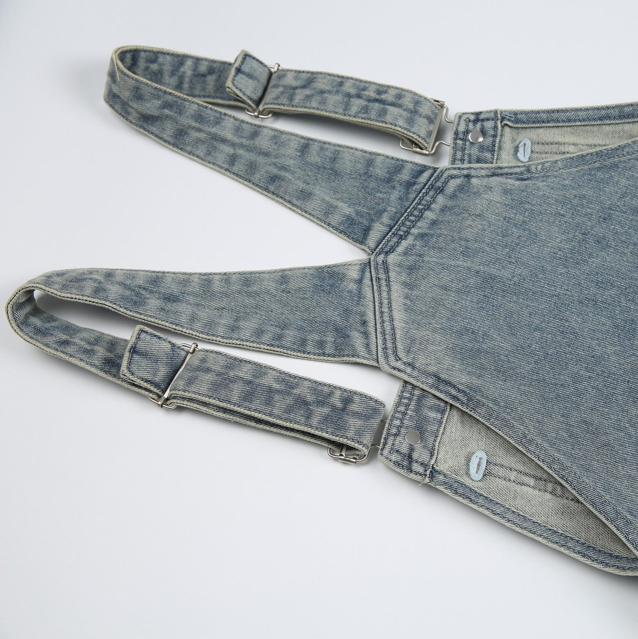 Retro Washed Vintage Washed Strap Cargo Jeans Men And Women