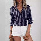 Commute Style Fashion Striped Loose Long Sleeve Shirt