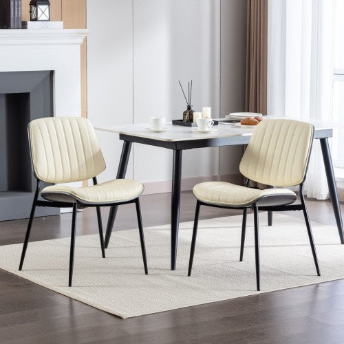 Dining Chairs Set Of 2 Mid Century Modern Retro Faux Leather Chair With Walnut Bentwood Back Upholstered Seat Metal Legs Adjustable Foot For Kitchen Dining Room Chairs