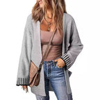 Long Sleeve Color Stitching Knitted Cardigan Pocket Women's Clothing