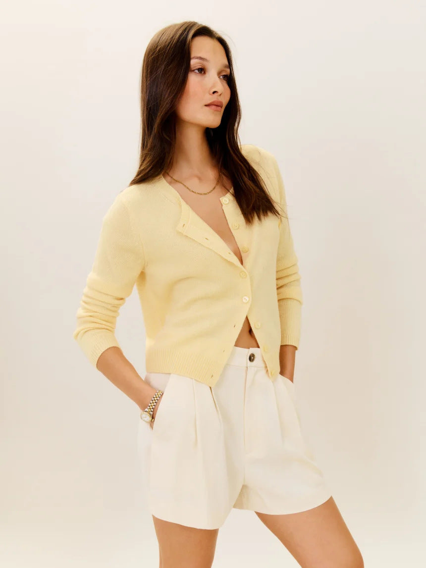 Women's Long-sleeved Knitted Cardigan Top Button