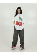 Women's Simple Cherry Print Short-sleeved T-shirt