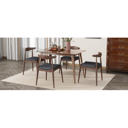 CHAIR  Set Of 2 Set of 2 Mid-Century Dining Chairs with Cushioned Seats, Upholstered in charcoal Fabric