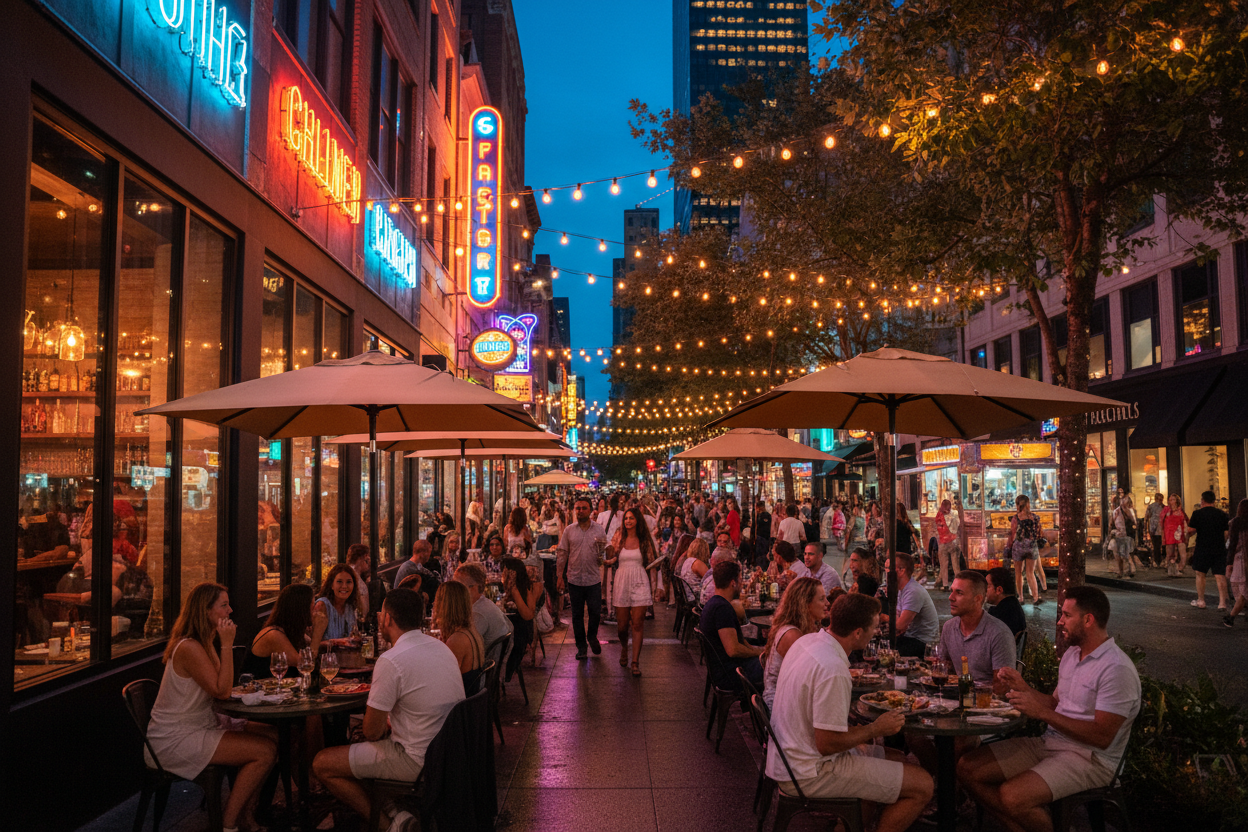 summertime nightlife in the city 